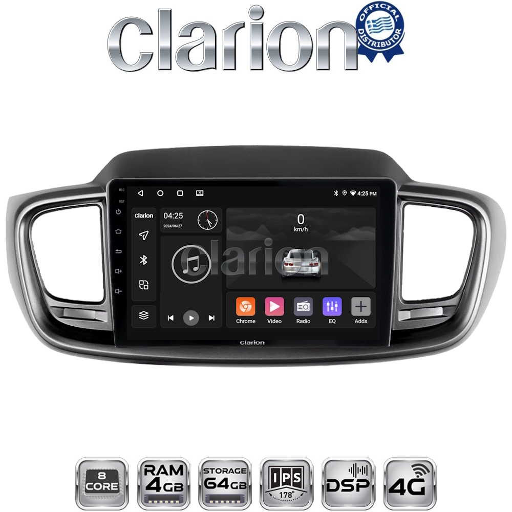CLARION GL72224 Οθόνη OEM Multimedia Αυτοκινήτου για Kia Sorento 2013 > 2020 (CarPlay/AndroidAuto/BT/GPS/WIFI/GPRS)