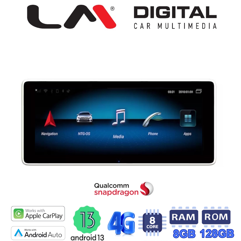 LM Digital - LM JFK337M10 8128 Οθόνη OEM Multimedia Αυτοκινήτου για Mercedes A CLASS/CLA 2013 > 2015 & GLA 2015με εργοστασιακό σύστημα NTG 4.5 (CarPlay/AndroidAuto/BT/GPS/WIFI/GPRS)